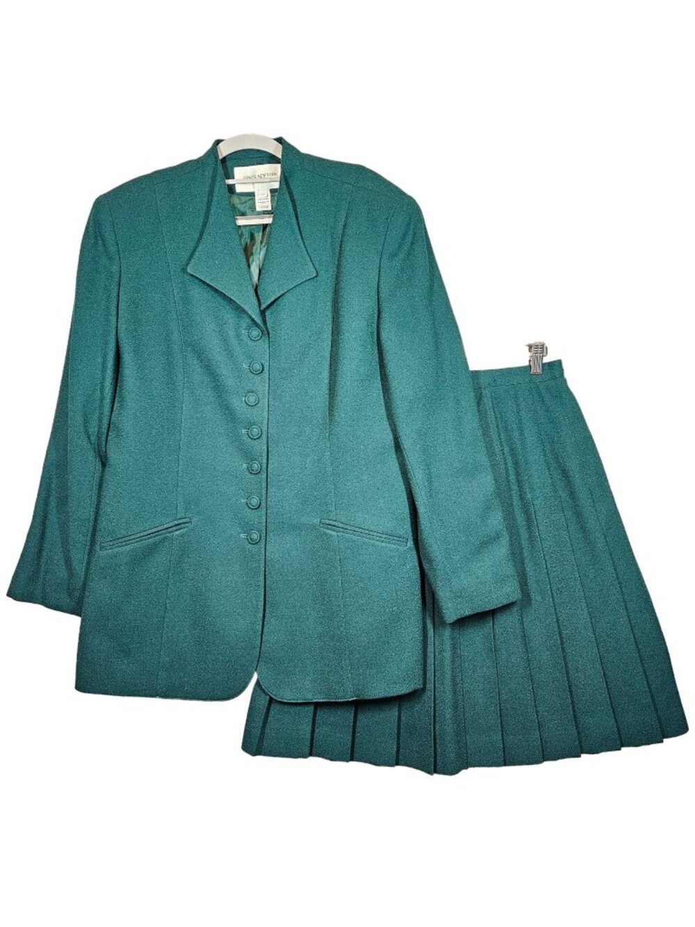 Jones New York skirt suit set Womens 14 Green school girl pleated skirt wool